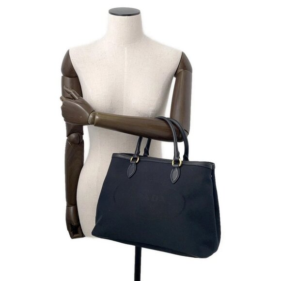 PRADA Jacquard 2WAY Handbag Canvas/Leather - Picture 4 of 15